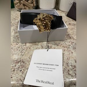 Versace Medusa belt black leather